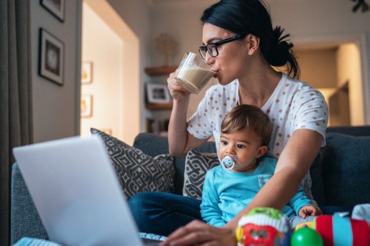 Mom juggling work and life